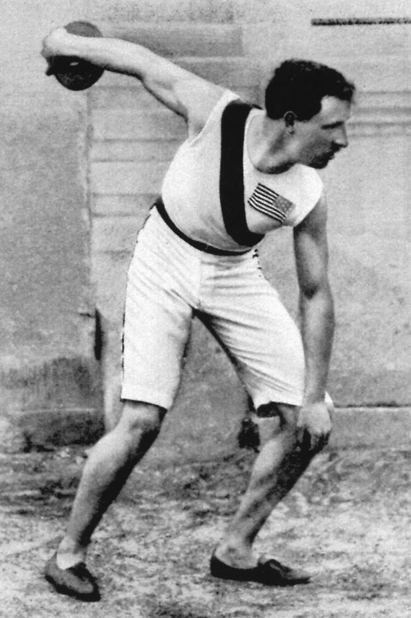 ATHENS, GREECE - 1896:  Robert Garrett of the USA wins the gold in the discus event during the I Oly...