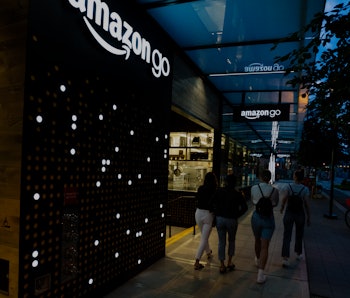 Seattle, USA - Jul 6, 2019: The original Amazon Go store in in downtown late in the day.
