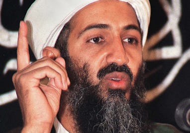 (FILES) An undated file picture shows Al-Qaeda leader Osama bin Laden speaking at an undisclosed loc...