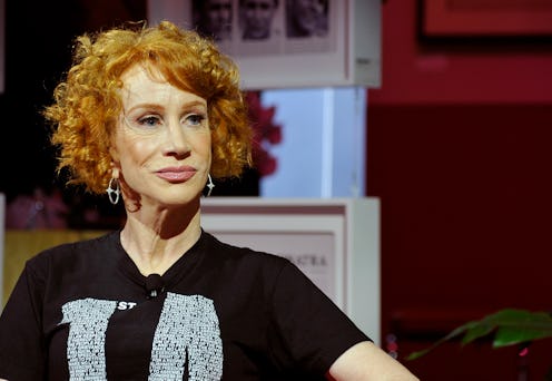 Kathy Griffin speaks on a panel with Roxane Gay in May 2019 in Los Angeles, California.