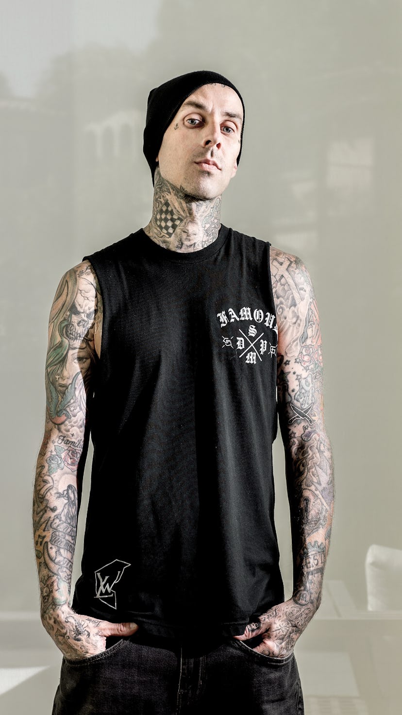 LOS ANGELES, CA - FEBRUARY 25: Blink-182 drummer Travis Barker is also the curator of the eighth ann...
