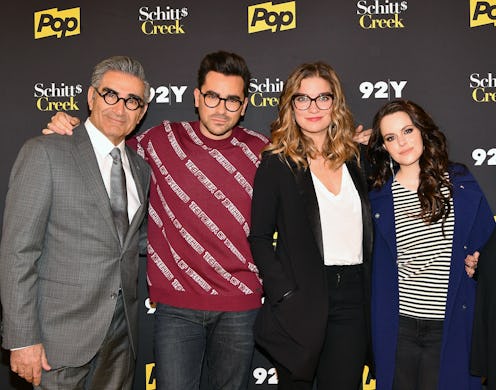 NEW YORK, NY - JANUARY 22: (L-R) Cast members Eugene Levy, Daniel Levy, Annie Murphy and Emily Hamp...
