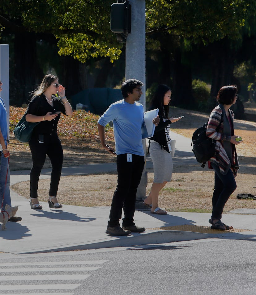 Building signs with Apple logos line De Anza Blvd., in Cupertino, Calif., as seen on Wed. October 7,...