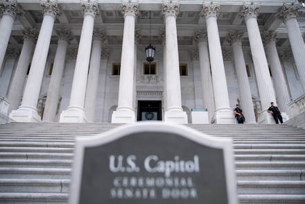 WASHINGTON, DC - AUGUST 07: U.S. Capitol police officers stand guard on the Senate side of the U.S. ...