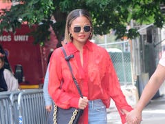 NEW YORK, NY - AUGUST 20:  Chrissy Teigen is seen walking in SoHo on August 20, 2021 in New York Cit...