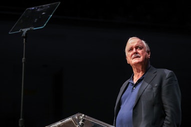TORONTO, ONTARIO, CANADA - 2018/04/09: John Marwood Cleese speaks during the Unique Lives & Experien...