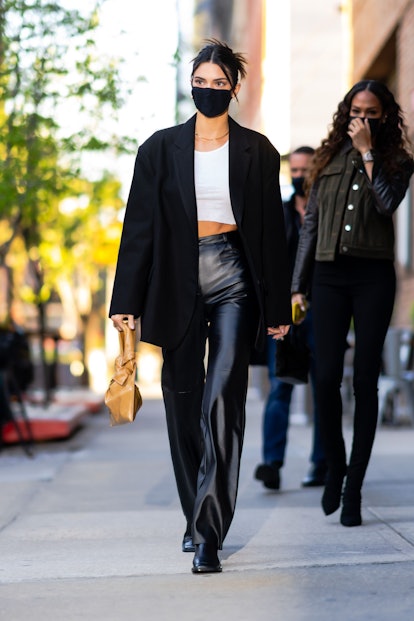 Kendall Jenner Black Leather Boots Street Style 2021