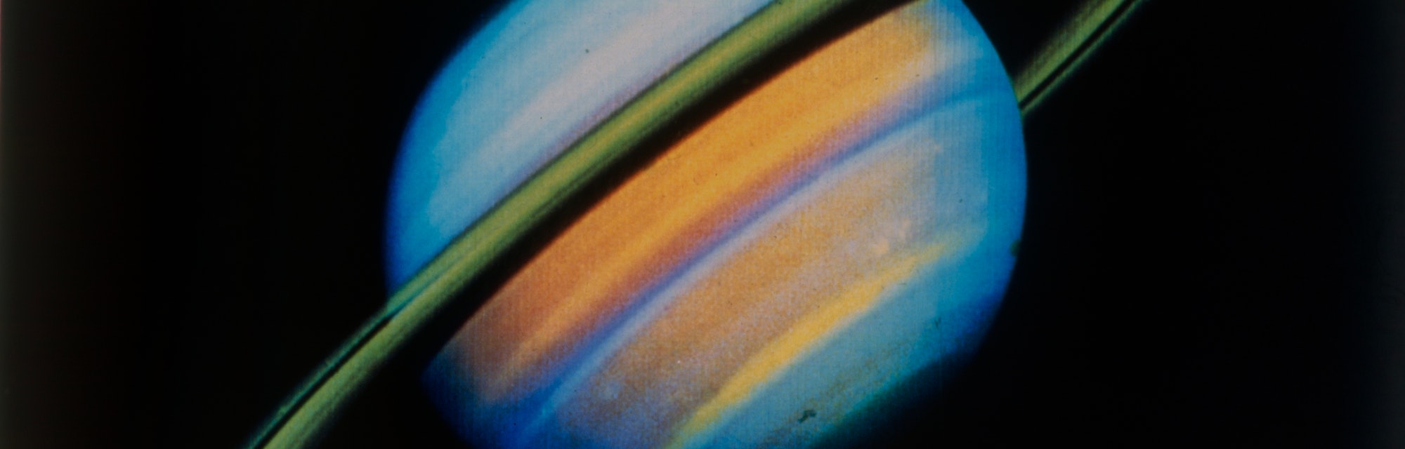 Saturn from 27 million miles, seen from Voyager 2 spacecraft. Artist NASA. (Photo by Heritage Space/...