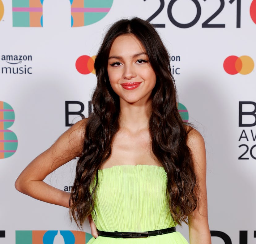 LONDON, ENGLAND - MAY 11: Olivia Rodrigo poses in the media room during The BRIT Awards 2021 at The...