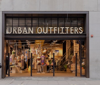 LONDON, UNITED KINGDOM - 2021/06/22: Urban Outfitters logo is seen at one of their stores on Oxford ...