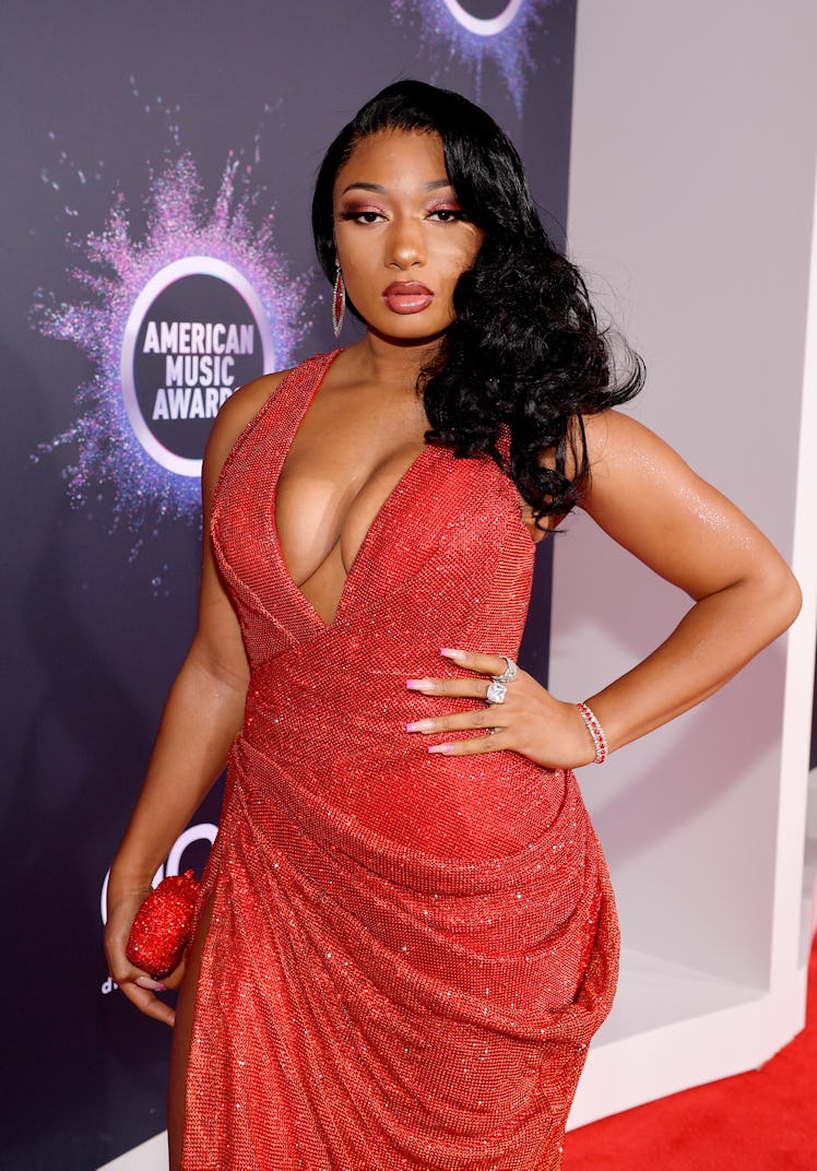 LOS ANGELES, CALIFORNIA - NOVEMBER 24: Megan Thee Stallion attends the 2019 American Music Awards at...