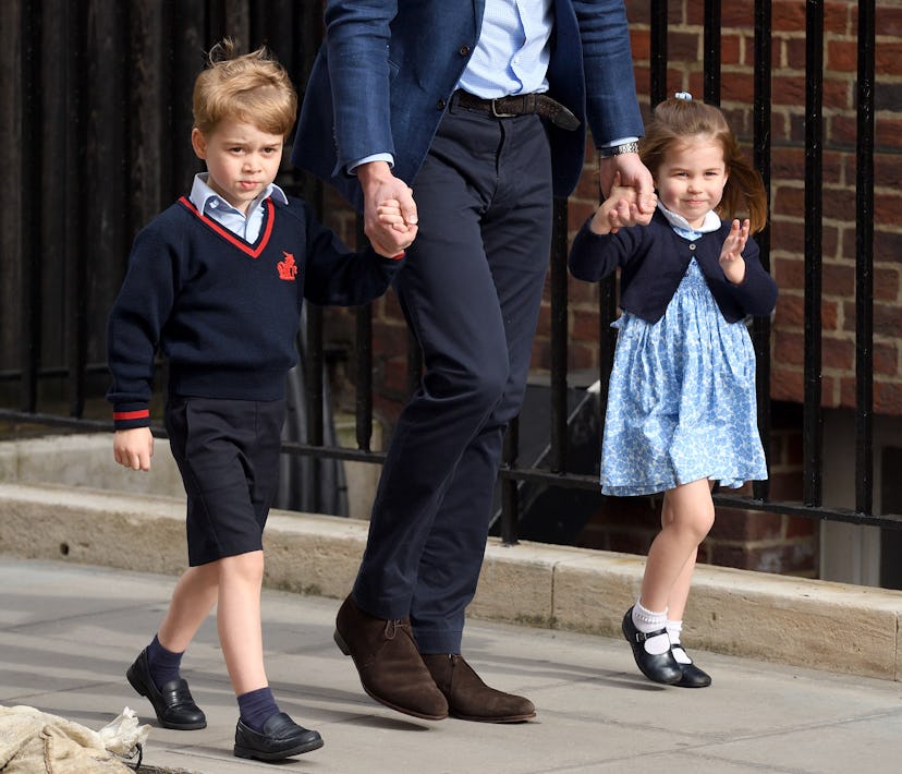 Princess Charlotte visits baby brother Prince Louis.
