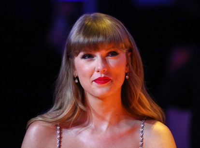 LONDON, ENGLAND - MAY 11: Taylor Swift, winner of the Global icon Award, is seen during The BRIT Awa...