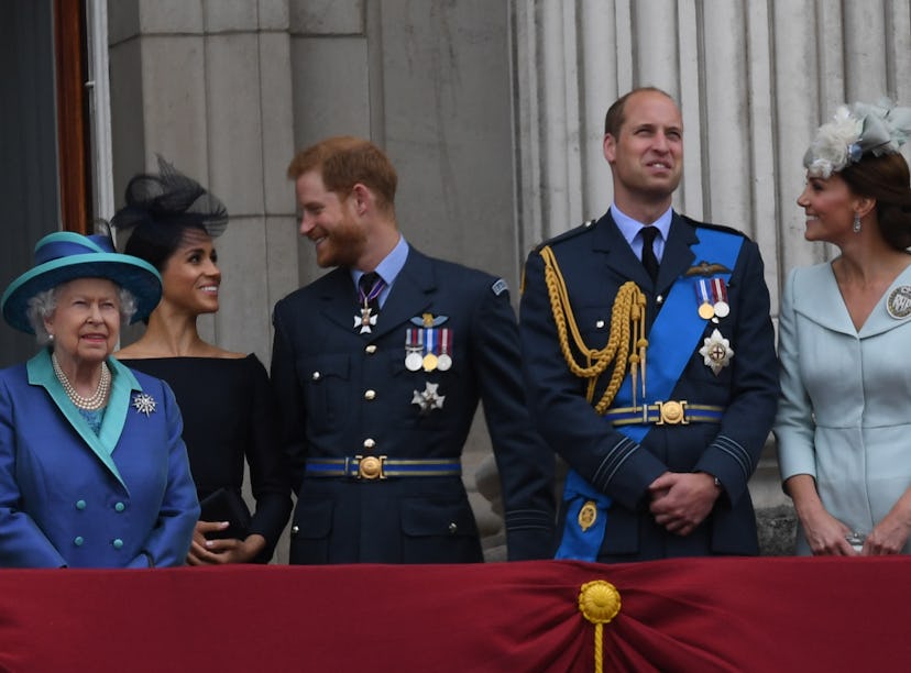 LONDON, UNITED KINGDOM - JULY 1O: Queen Elizabeth ll, Meghan, Duchess of Sussex, Prince Harry, Duke ...