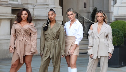 LONDON, ENGLAND - SEPTEMBER 15: Little Mix seen leaving the Langham Hotel ahead of their performance...