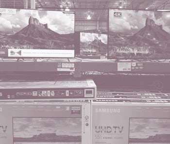 Samsung high definition televisions are seen for sale at a Costco store in Washington, DC, September...