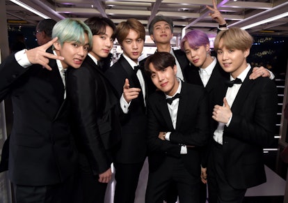 LOS ANGELES, CA - FEBRUARY 10:  BTS backstage during the 61st Annual GRAMMY Awards at Staples Center...