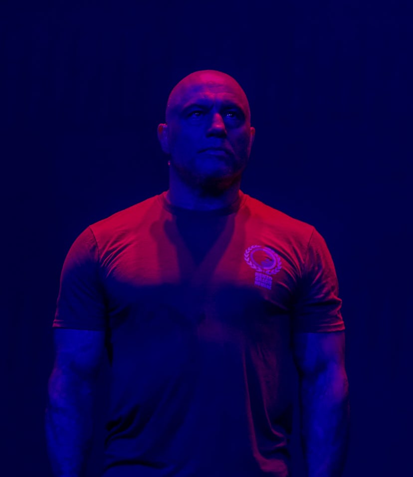 LAS VEGAS, NV - JULY 09: Joe Rogan in attendance in front of a packed house at the UFC 264 ceremonia...