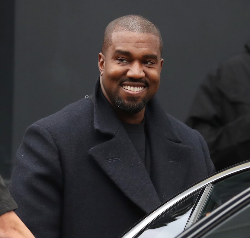LONDON, ENGLAND - OCTOBER 10: Kanye West seen leaving Michiko Sushino restaurant with his daughter N...