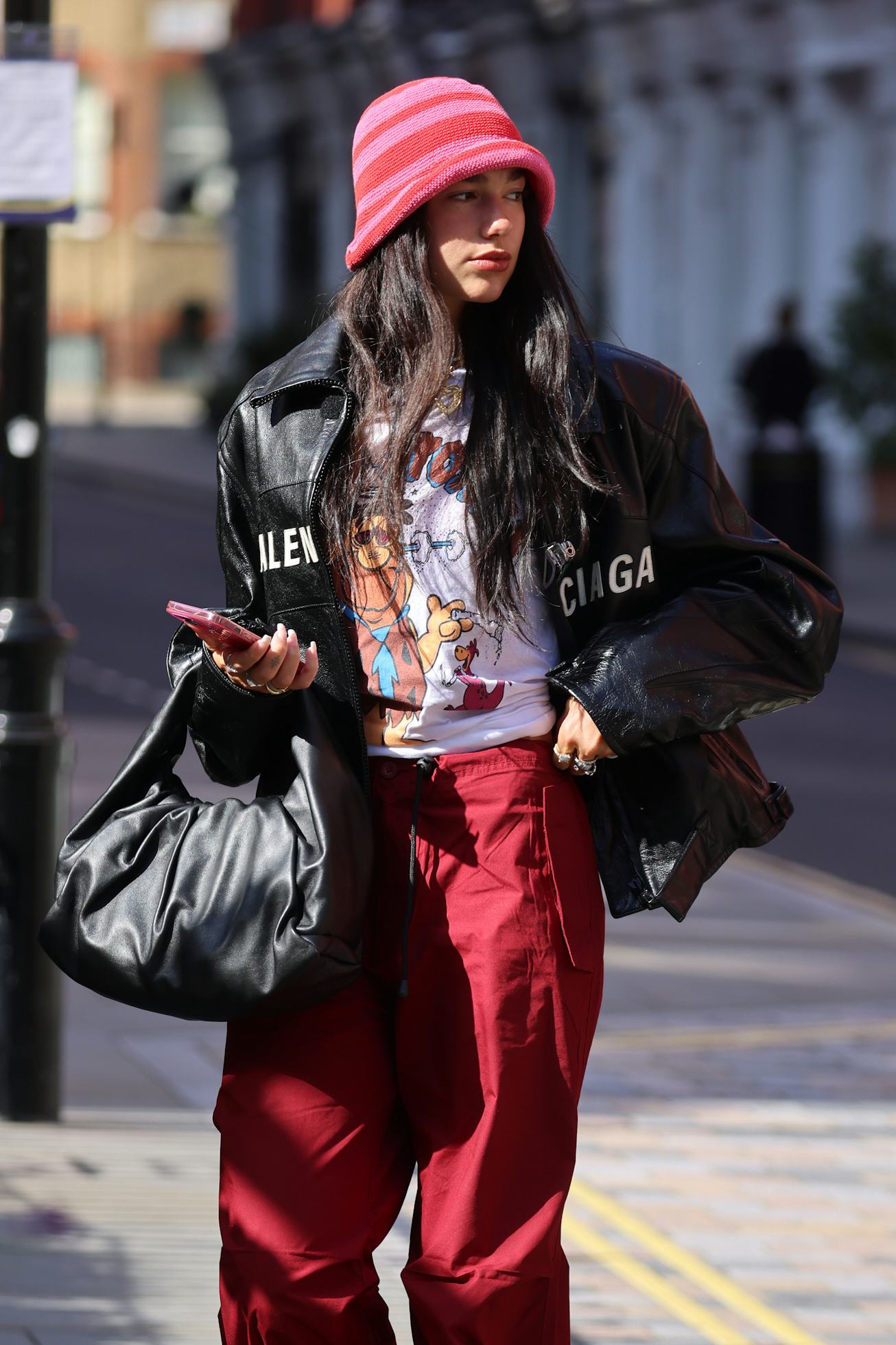 LONDON, ENGLAND - AUGUST 25: Dua Lipa seen arriving back at a hotel on August 25, 2021 in London, E...