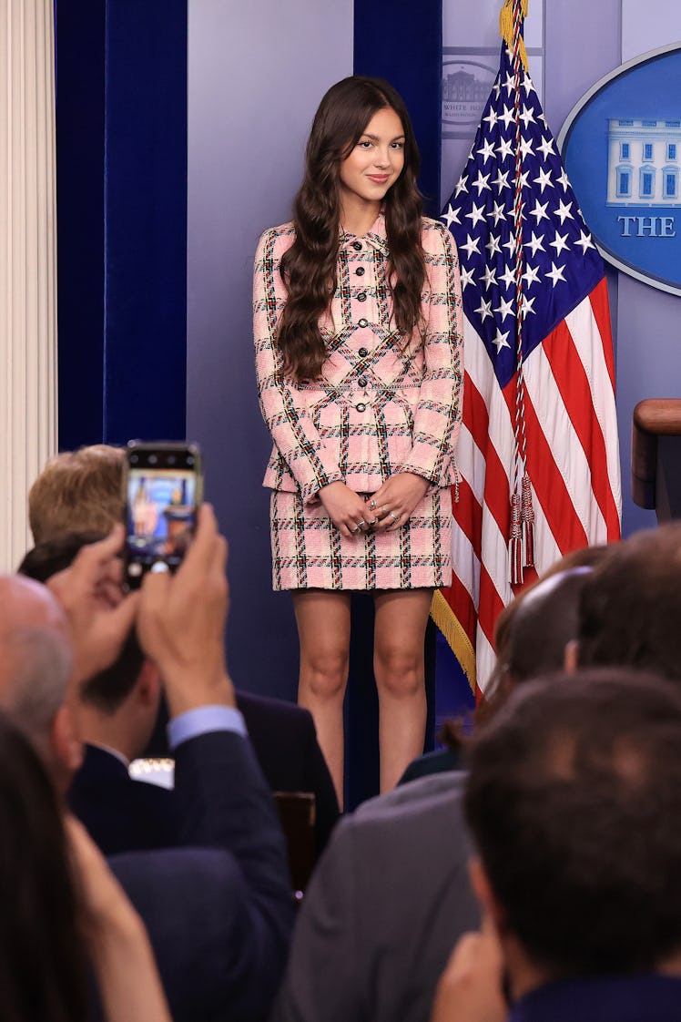 Olivia Rodrigo's pink, plaid Chanel tweed suit is an example of preppy Y2K fashion returning in 2021...