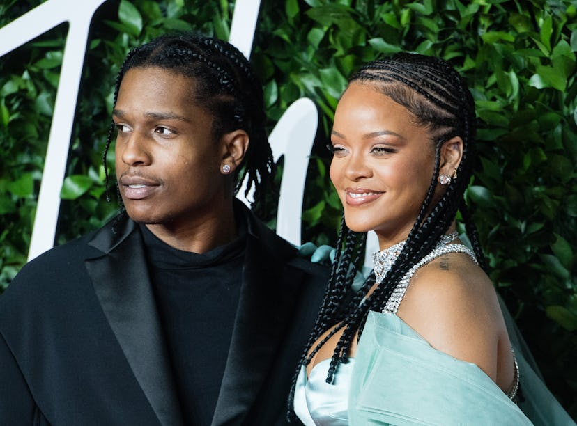 LONDON, ENGLAND - DECEMBER 02:  Rihanna and ASAP Rocky arrive at The Fashion Awards 2019 held at Roy...