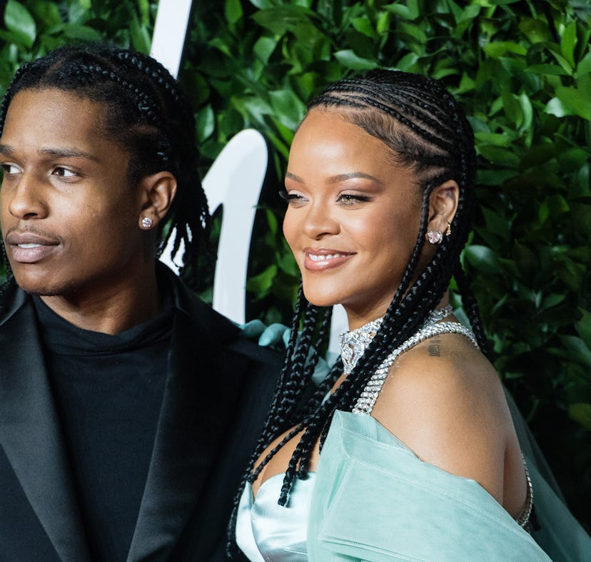 LONDON, ENGLAND - DECEMBER 02:  Rihanna and ASAP Rocky arrive at The Fashion Awards 2019 held at Roy...