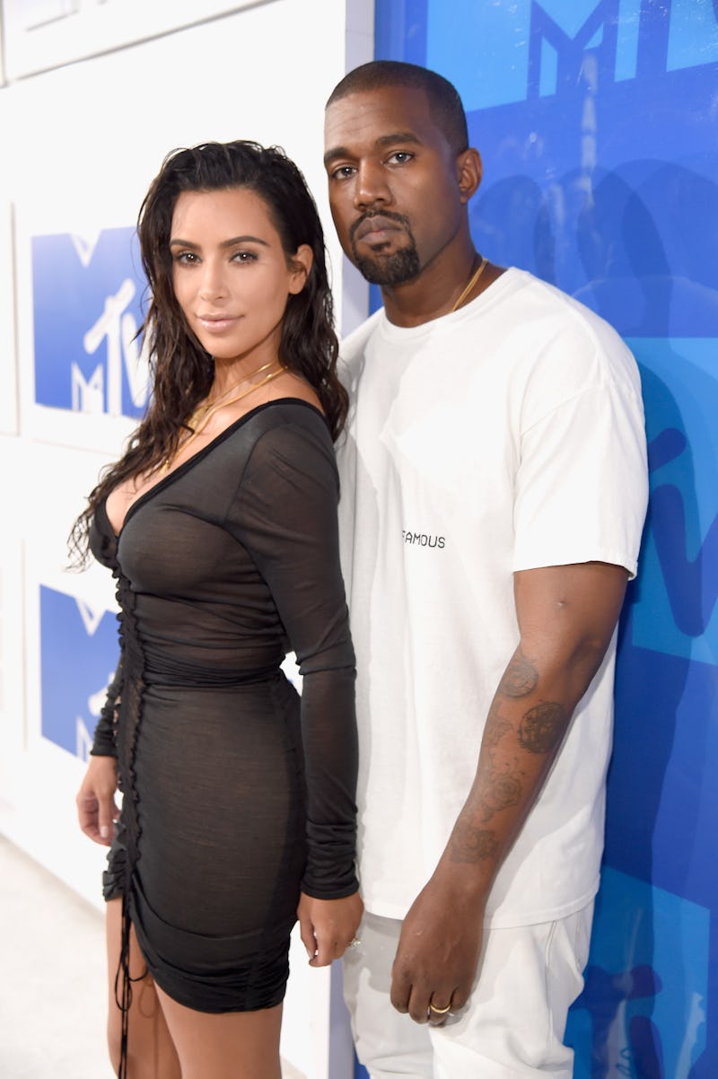 NEW YORK, NY - AUGUST 28:  Kim Kardashian West (L) and Kanye West attend the 2016 MTV Video Music Aw...