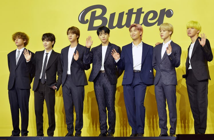SEOUL, SOUTH KOREA - MAY 21: BTS attends a press conference for BTS's new digital single 'Butter' at...