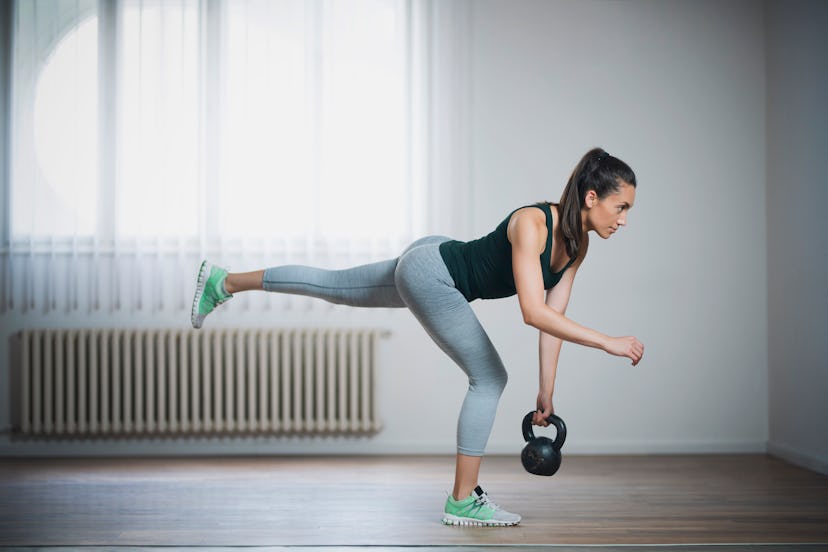 These kettlebell workout moves for beginners will work your lower body muscles.