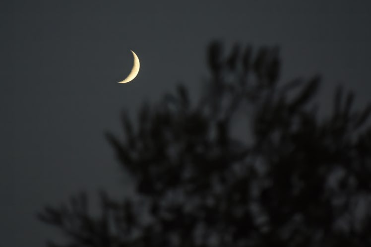 SITGES, BARCELONA, SPAIN - 2021/08/13: The Crescent moon rises over Sitges. (Photo by Ramon Costa/SO...