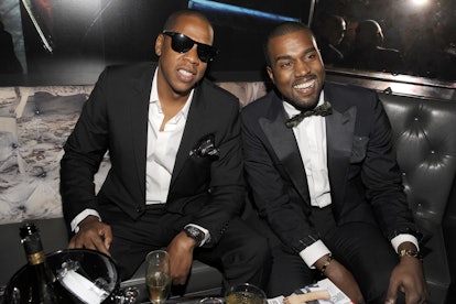 NEW YORK, NY-15 SETTEMBRE: Jay-Z e Kanye West frequentano GQ, Rocawear, e Hennessy Celebrano N...
