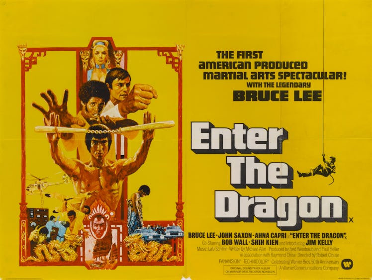 Actors Bruce Lee, Jim Kelly, John Saxon and Ahna Capri appear on a poster for the movie 'Enter the D...