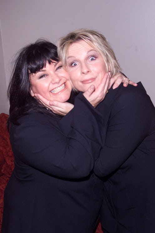 LONDON - NOVEMBER 8: Comediennes Dawn French (L) and Jennifer Saunders (R) backstage at the Hammersm...