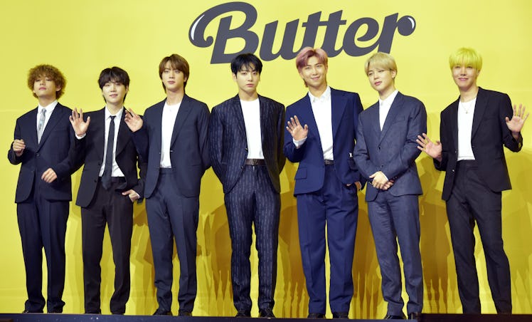 SEOUL, SOUTH KOREA - MAY 21: BTS attends a press conference for BTS's new digital single 'Butter' at...