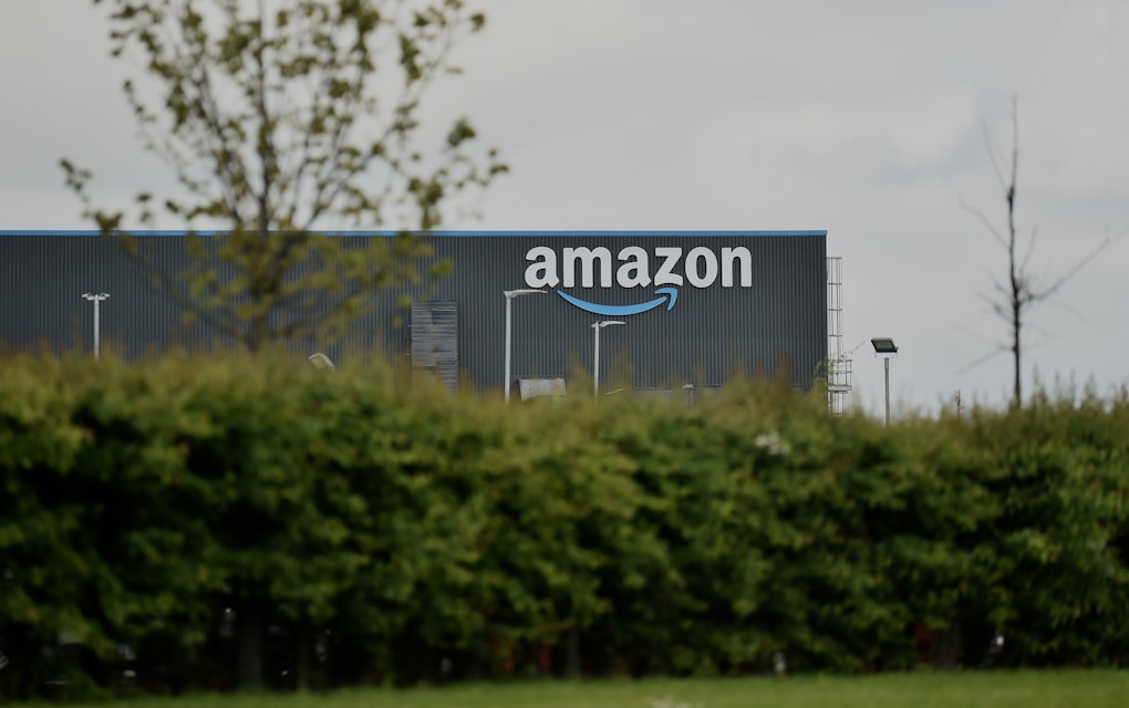 LEEDS, ENGLAND - MAY 27: A general view outside an Amazon UK Services Ltd Warehouse at Leeds Distrib...