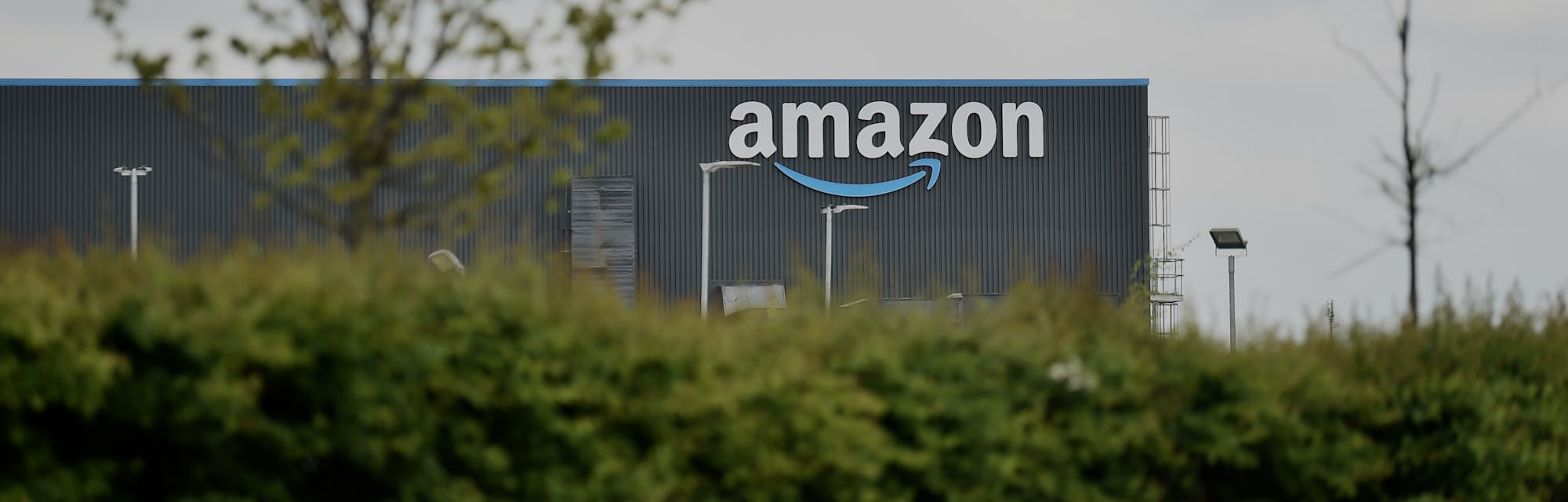 LEEDS, ENGLAND - MAY 27: A general view outside an Amazon UK Services Ltd Warehouse at Leeds Distrib...