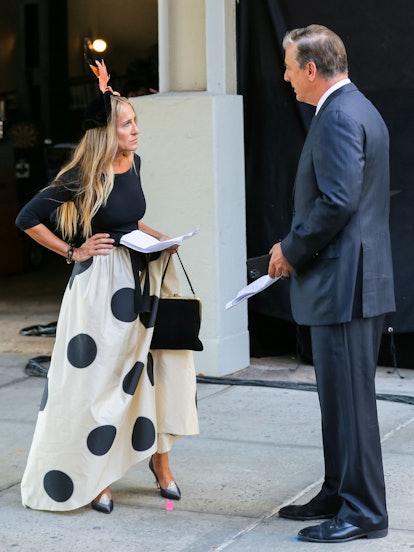 Sarah Jessica Parker and Chris Noth are seen at the film set of the 'And Just Like That' in Chelsea,...