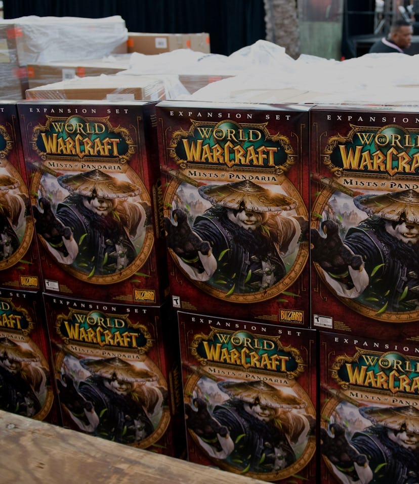 IRVINE, CA - SEPTEMBER 24: Boxes of "World of Warcraft: Mists of Pandaria" are stacked for the rele...