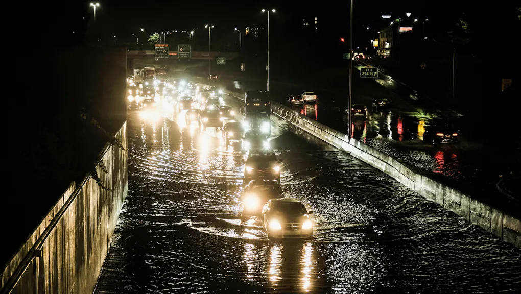 These 6 countries are most likely to survive a climate change-caused societal collapse 1 DETROIT, MICHIGAN, UNITED STATES - 2021/07/24: Vehicles cautiously drive through floodwaters on I-94...