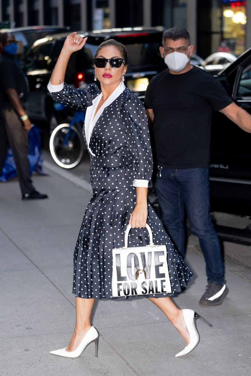 NEW YORK, NEW YORK - JULY 31: Lady Gaga is seen in Midtown on July 31, 2021 in New York City. (Photo...