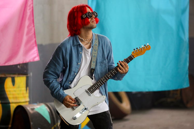 Addison Rae's boyfriend, musician Omer Fedi of 24KGoldn, performs at the MTV EMAs on October 24, 202...