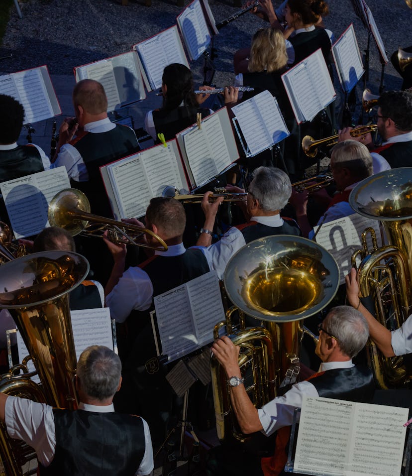 Styria, Austria -August, 13, 2021: Brass music holds a outdoor concert. A traditional custom in Aus...