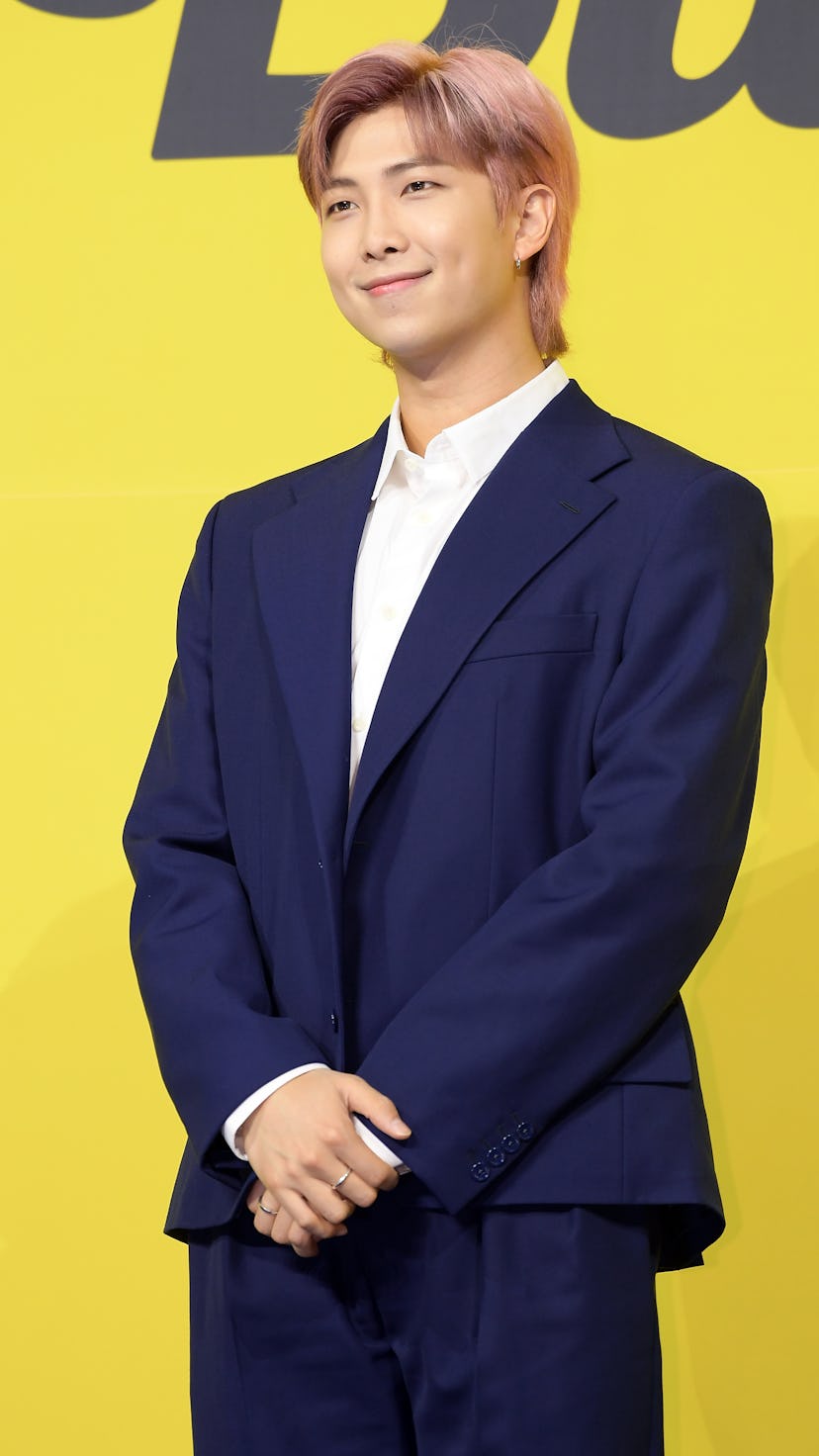 SEOUL, SOUTH KOREA - MAY 21: RM of BTS attends a press conference for BTS's new digital single 'Butt...