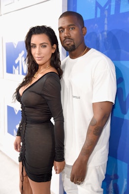 Kim Kardashian West and Kanye West attend the 2016 MTV Video Music Awards at Madison Square Garden i...