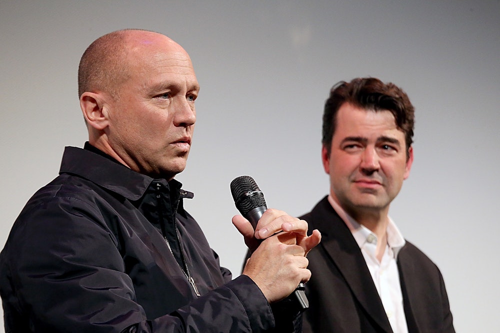 AUSTIN, TX - MARCH 06: Mike Judge (L) and Ron Livingston attend a 20th anniversary screening of Offi...