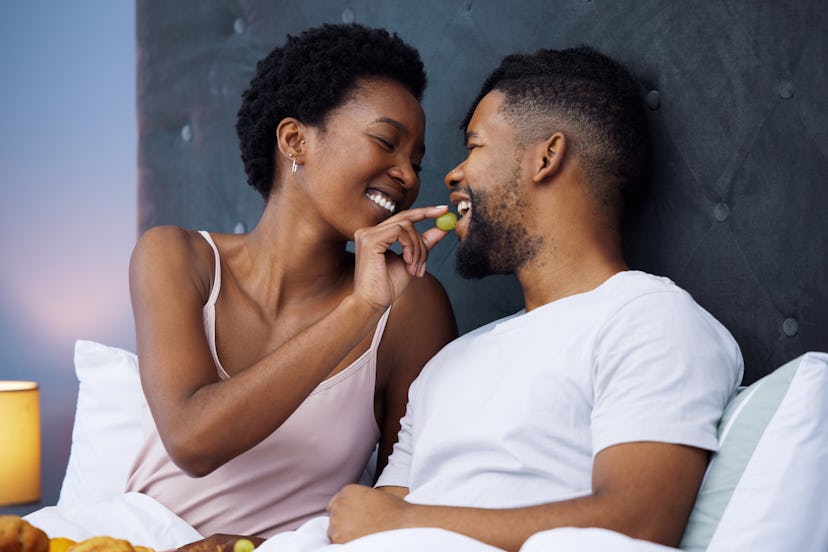 Breakfast in bed is a romantic way to wake someone up. 