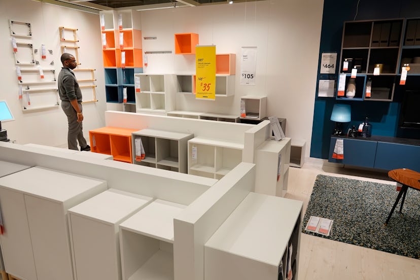 Fort Lauderdale, IKEA store, man shopping for storage shelves. (Photo by: Jeffrey Greenberg/Educatio...