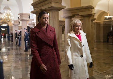 WASHINGTON, DC - JANUARY 20:  First lady Michelle Obama and Jill Biden arrive for President-elect Do...