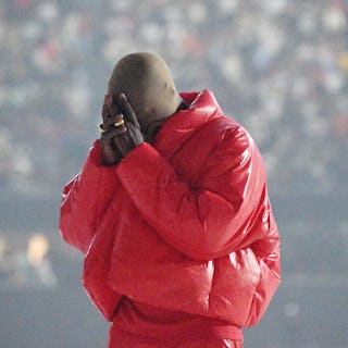 ATLANTA, GEORGIA - JULY 22: Kanye West is seen at ‘DONDA by Kanye West’ listening event at Mercedes-...
